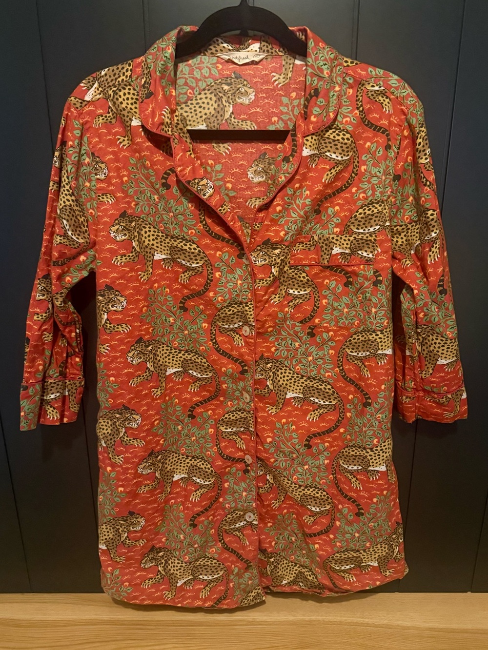 🐆 Printfresh Women’s Scarlet Red Bagheera Sleep Shirt 100% Organic Cotton